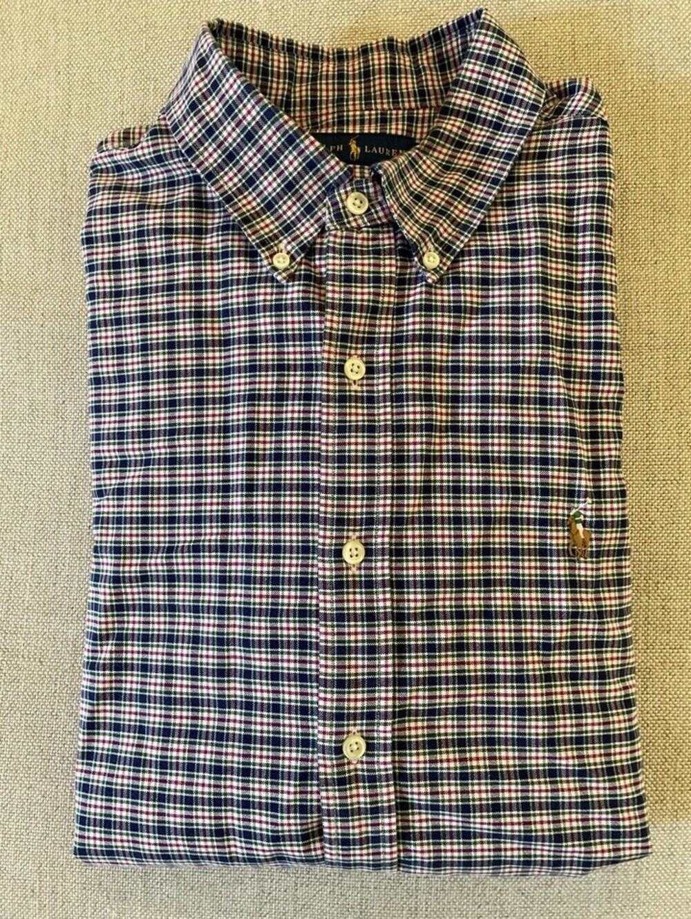 RALPH LAUREN Vintage Button Down Oxford Sport Shirt Check XL